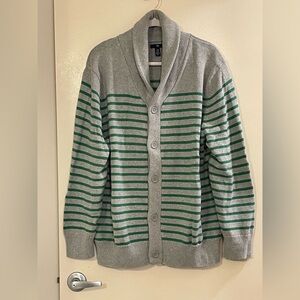 GAP FACTORY Shawl Striped Cardigan Sweater in Green Stripe